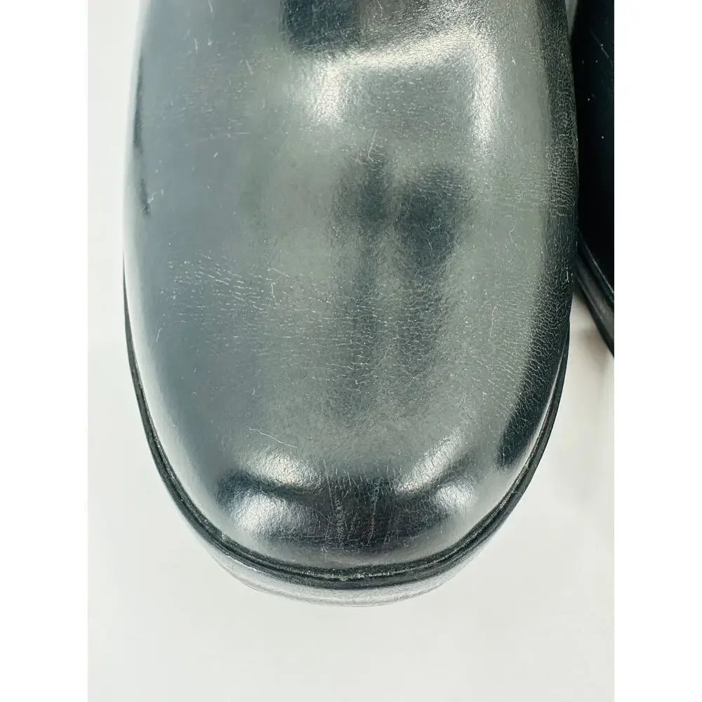 Hunter Women's Kellan Mid Black Glossy Rubber Wedge Rain Boots Size 8 SEE PHOTOS